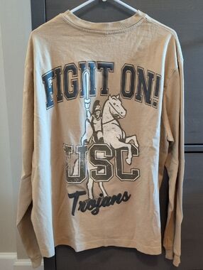 NCAA USC Trojans 'Fight On!' Long Sleeve Tee - Tan NWOT